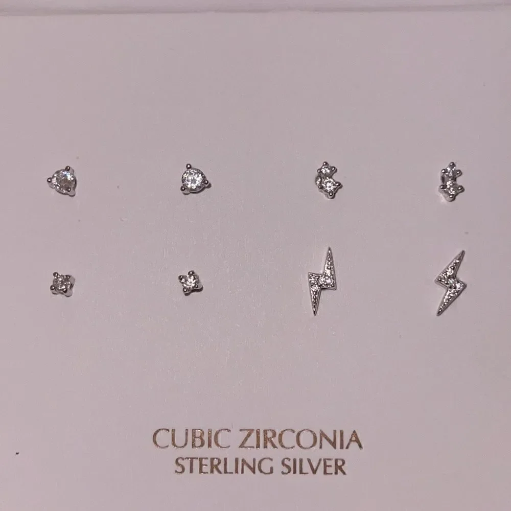 NIB Giani Bernini cubic zirconia sterling silver macro earring set of 4 pairs